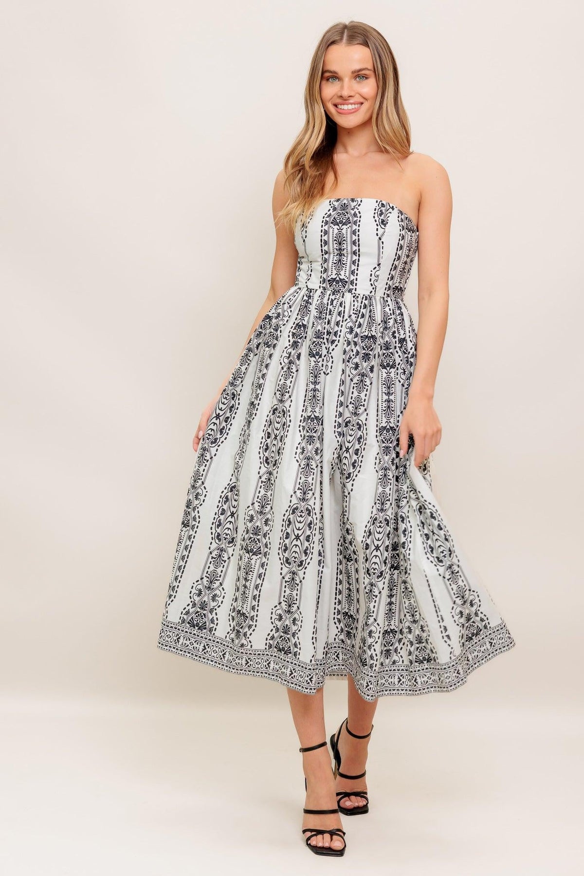 SUMMER SILHOUETTE WOVEN MIDI DRESS