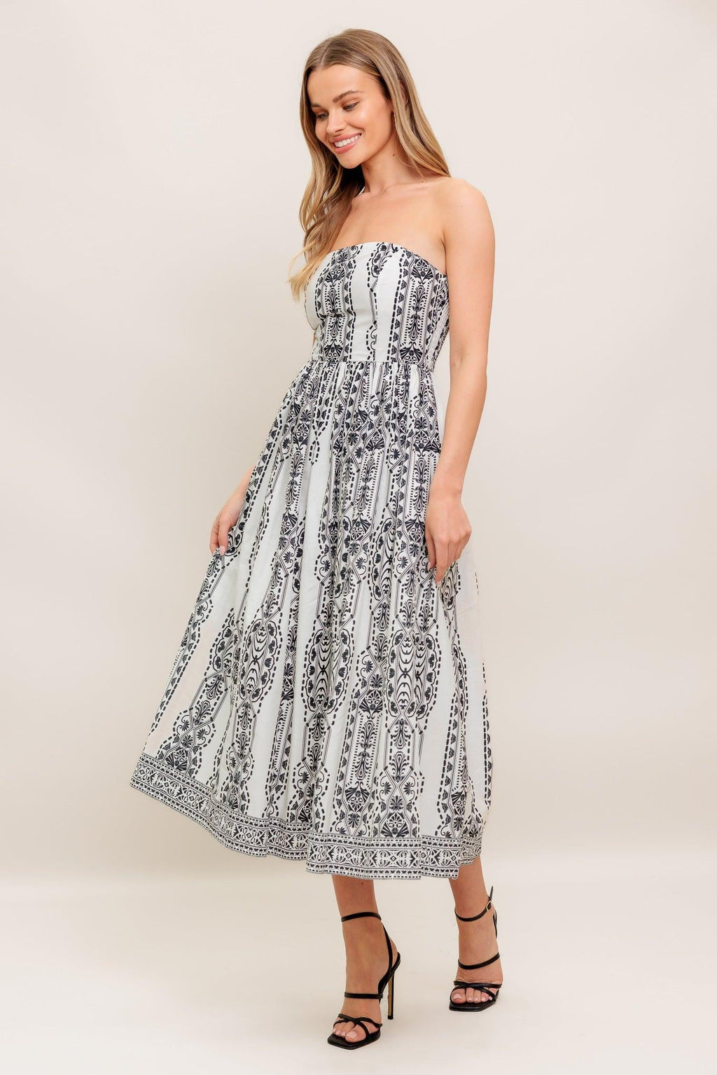 SUMMER SILHOUETTE WOVEN MIDI DRESS