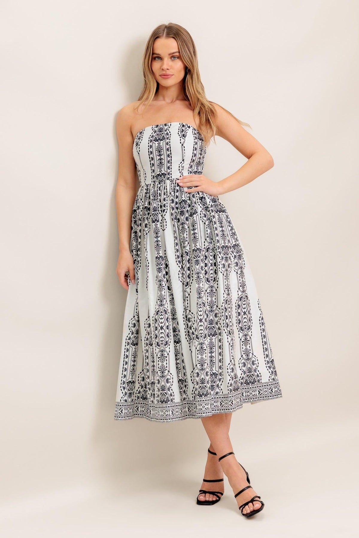 SUMMER SILHOUETTE WOVEN MIDI DRESS