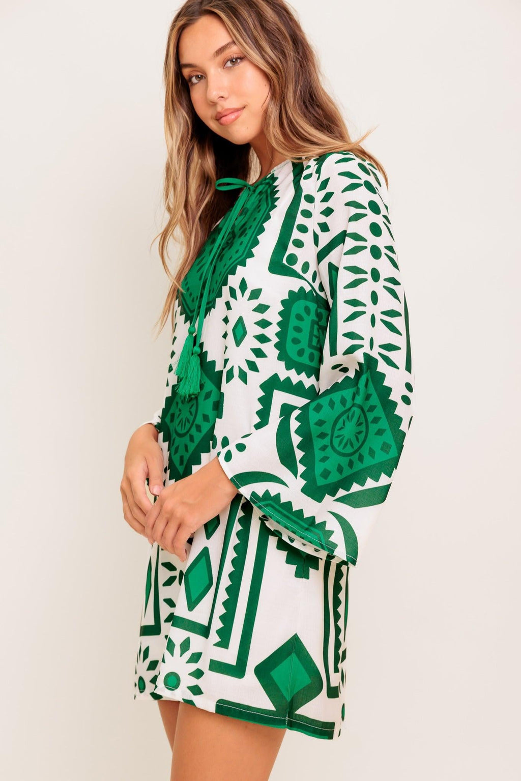 EMERALD TERRA TUNIC WOVEN MINI DRESS