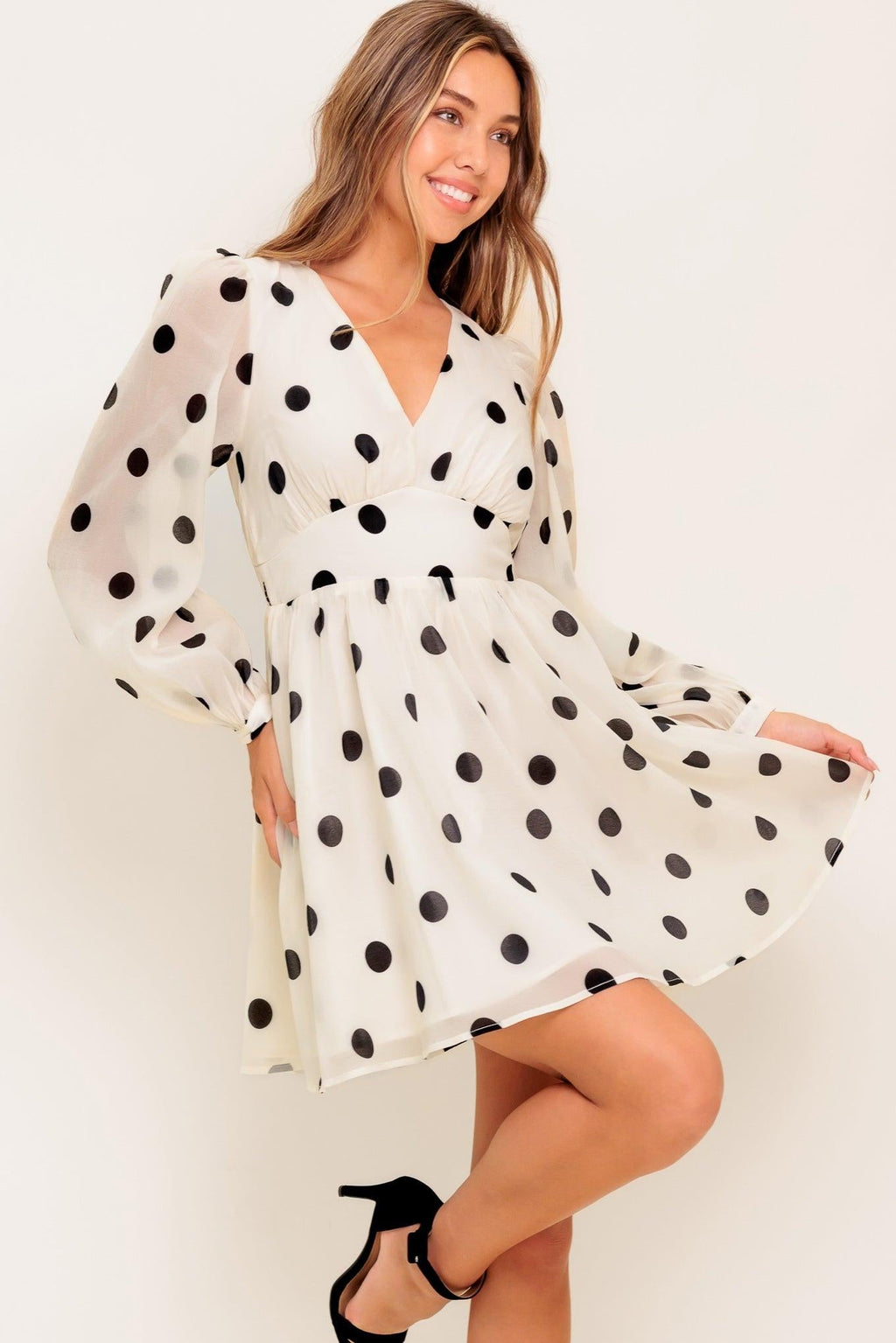 MONROE DOT CHIFFON WOVEN MINI DRESS