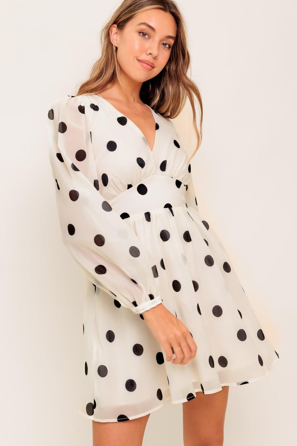 MONROE DOT CHIFFON WOVEN MINI DRESS