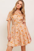 PEACH BLOSSOM WOVEN MINI DRESS