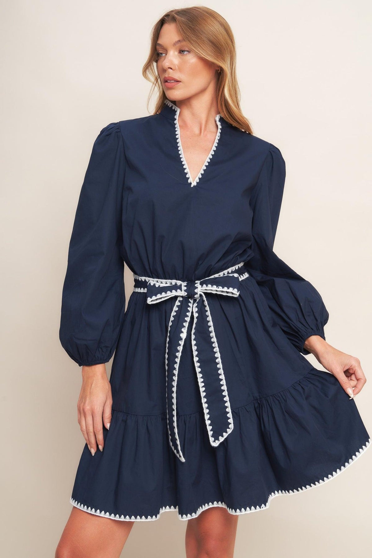 URBAN NOIR NAVY WOVEN MINI DRESS