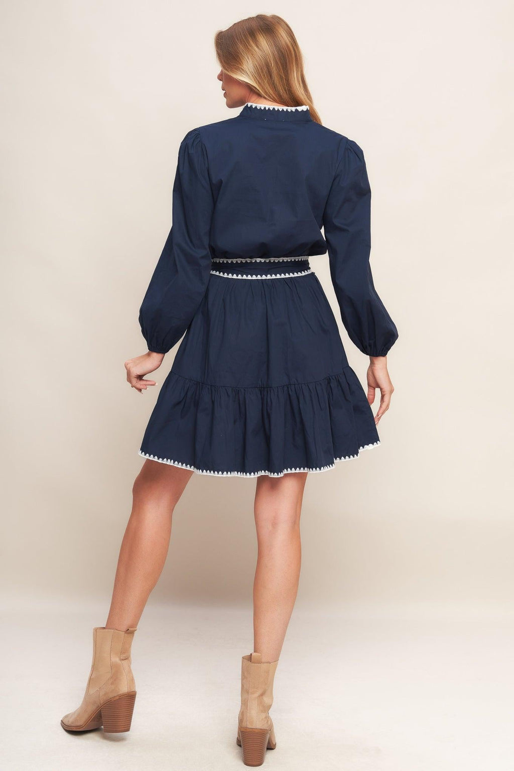 URBAN NOIR NAVY WOVEN MINI DRESS