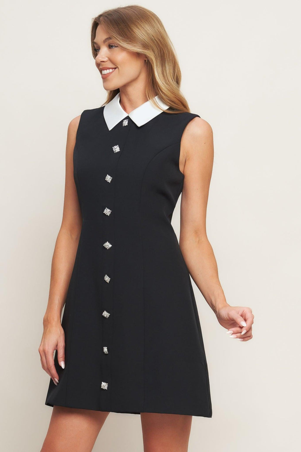 LOVELY MOMENT BLACK WOVEN MINI DRESS