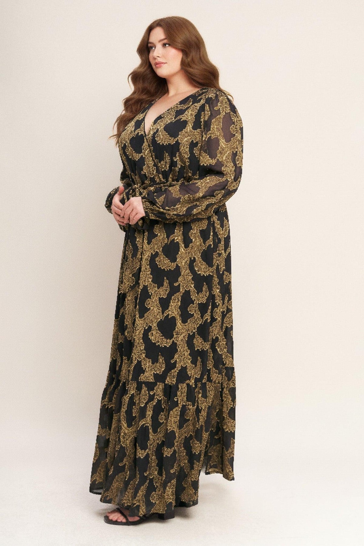 MIDNIGHT MOSS WOVEN JACQUARD MAXI DRESS