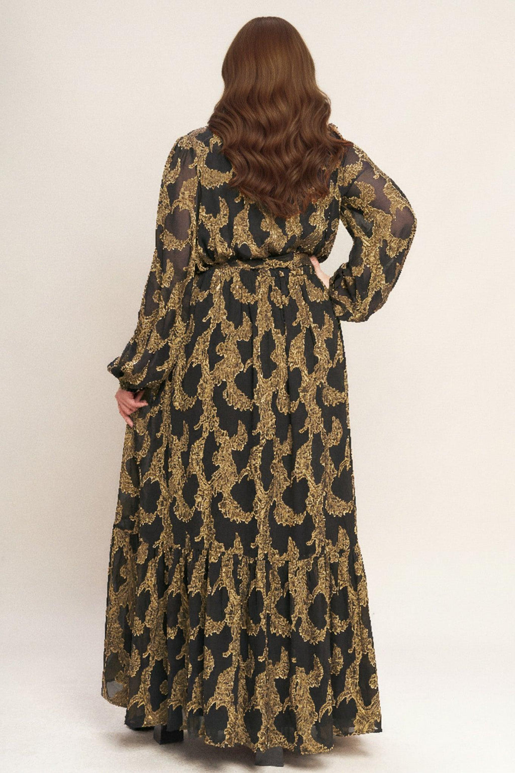 MIDNIGHT MOSS WOVEN JACQUARD MAXI DRESS