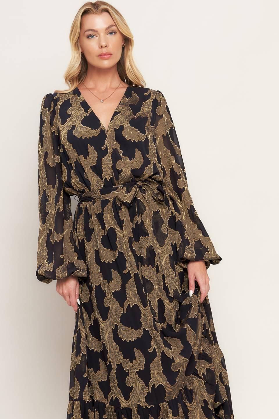MIDNIGHT MOSS WOVEN JACQUARD MAXI DRESS