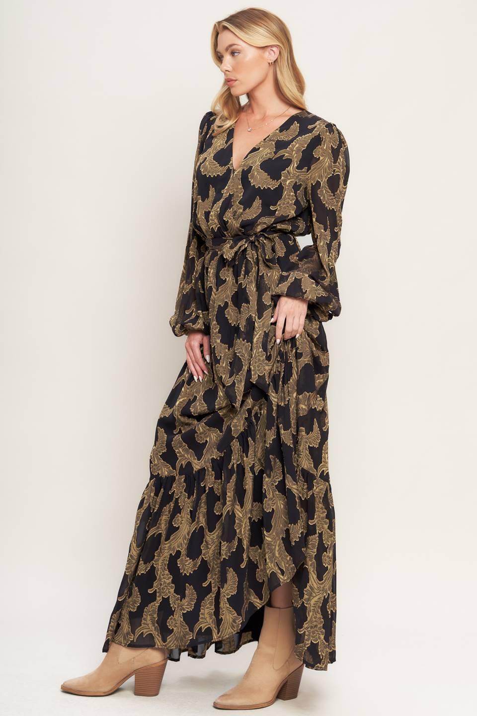 MIDNIGHT MOSS WOVEN JACQUARD MAXI DRESS