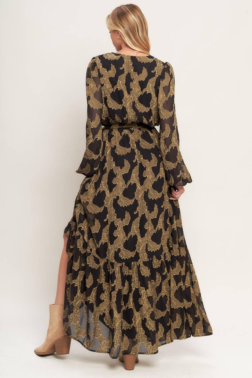 MIDNIGHT MOSS WOVEN JACQUARD MAXI DRESS