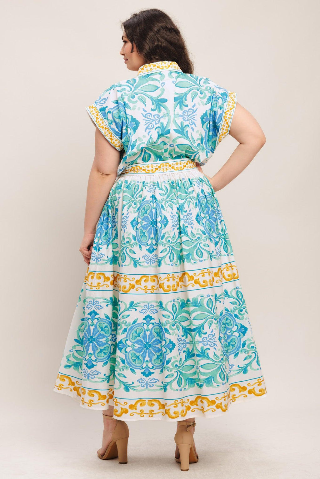 BLUE REGALIA WOVEN MIDI DRESS
