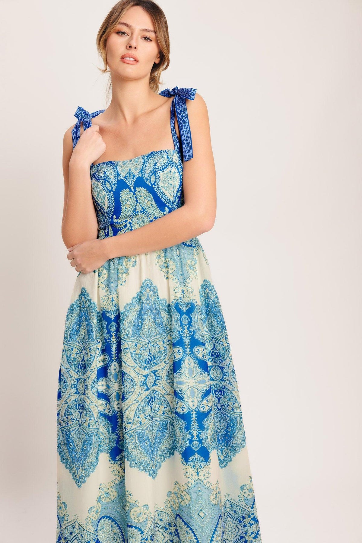 OCEAN TAPESTRY WOVEN MAXI DRESS
