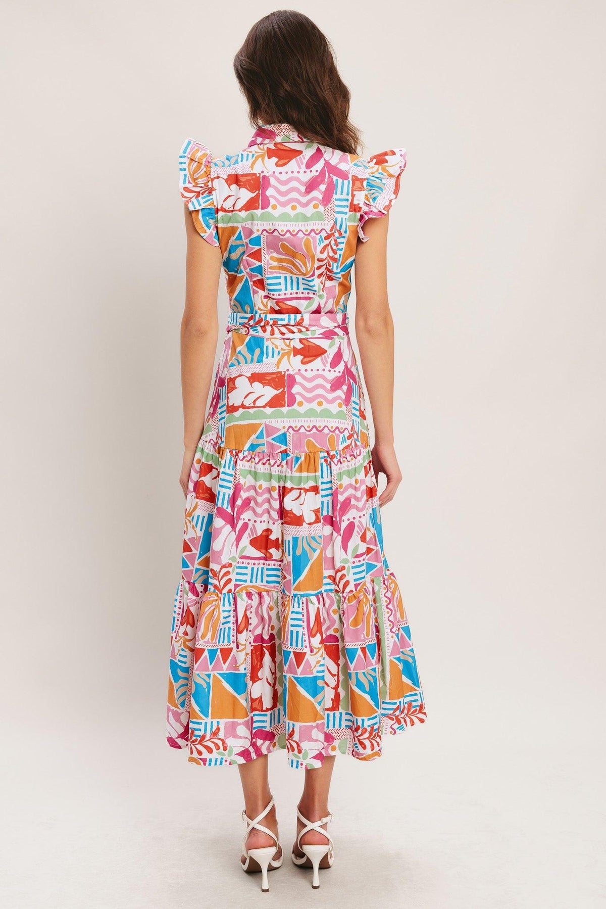 RIVIERA MOSAIC WOVEN MIDI DRESS