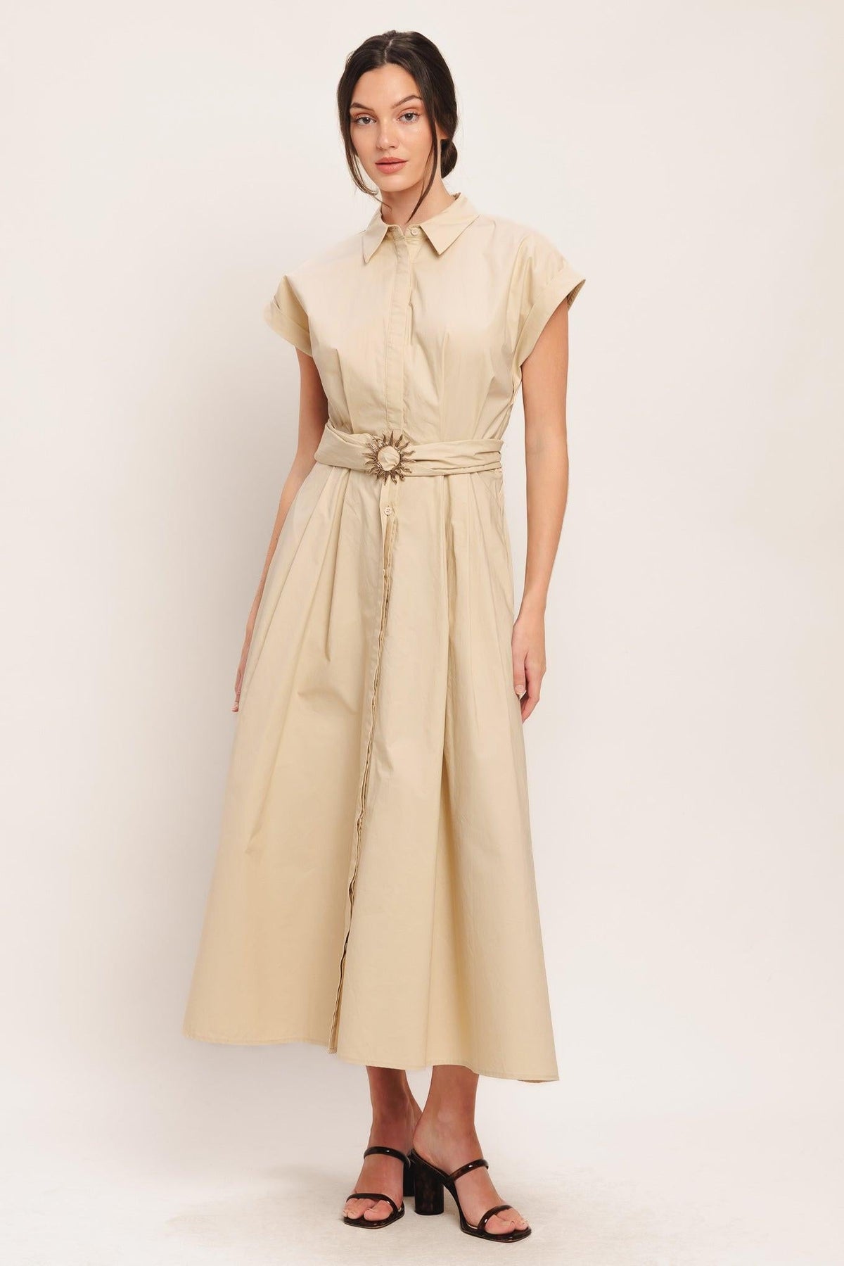 BARE ELEGANCE WOVEN MIDI DRESS