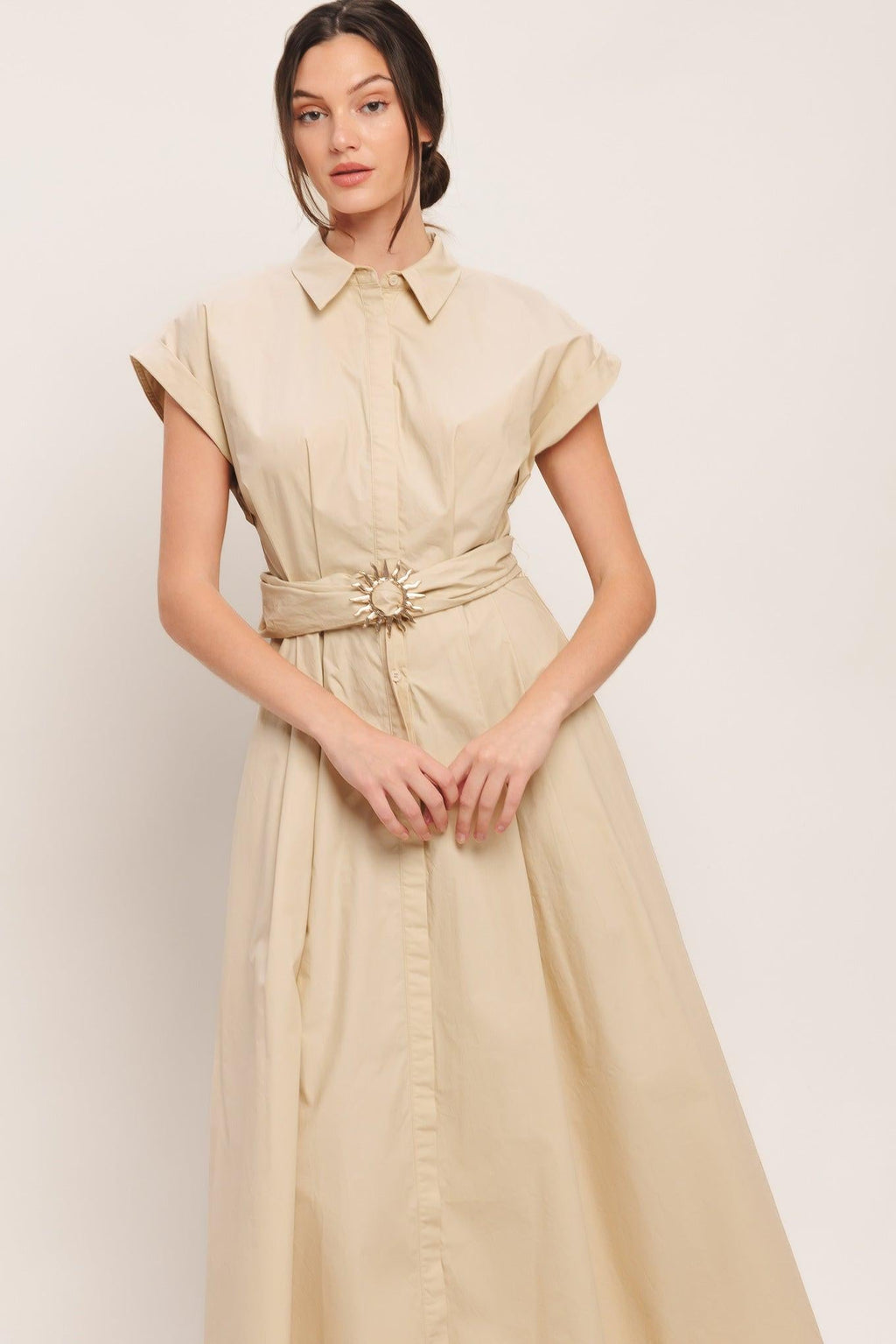 BARE ELEGANCE WOVEN MIDI DRESS
