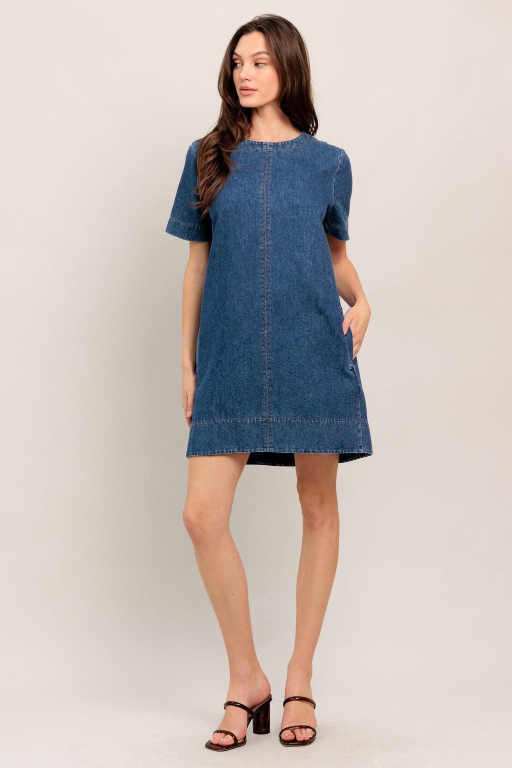 SIMPLY PUT TOGETHER DENIM MINI DRESS