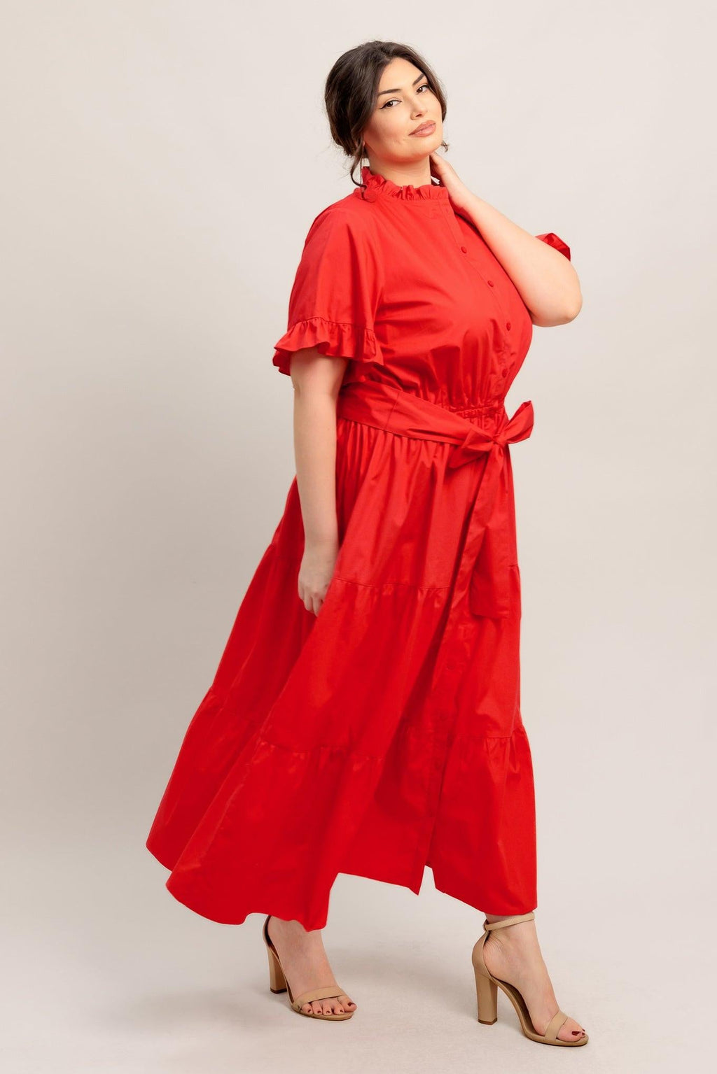 FEELS LIKE A COMPLIMENT WOVEN MIDI DRESS