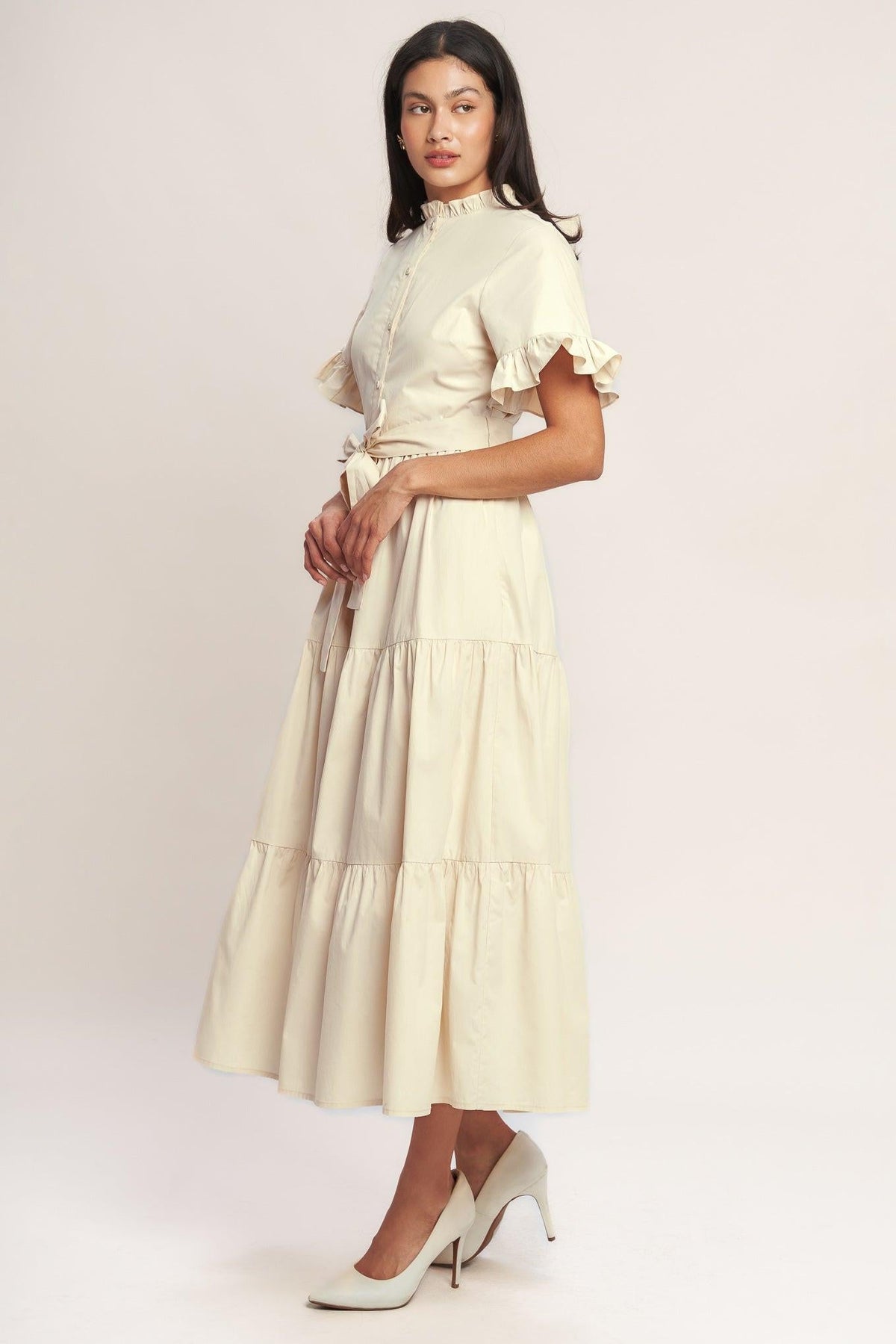 FEELS LIKE A COMPLIMENT WOVEN MIDI DRESS