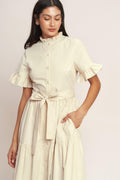 FEELS LIKE A COMPLIMENT WOVEN MIDI DRESS