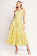 SUNSHINE SERENADE WOVEN MIDI DRESS