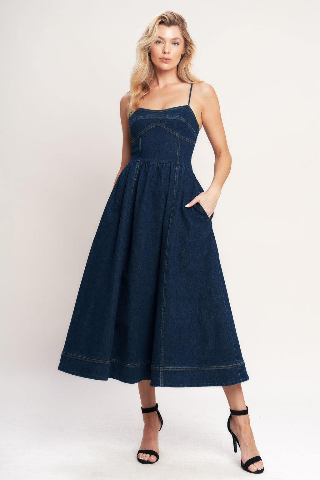 THE EVERYDAY ICON DENIM MIDI DRESS