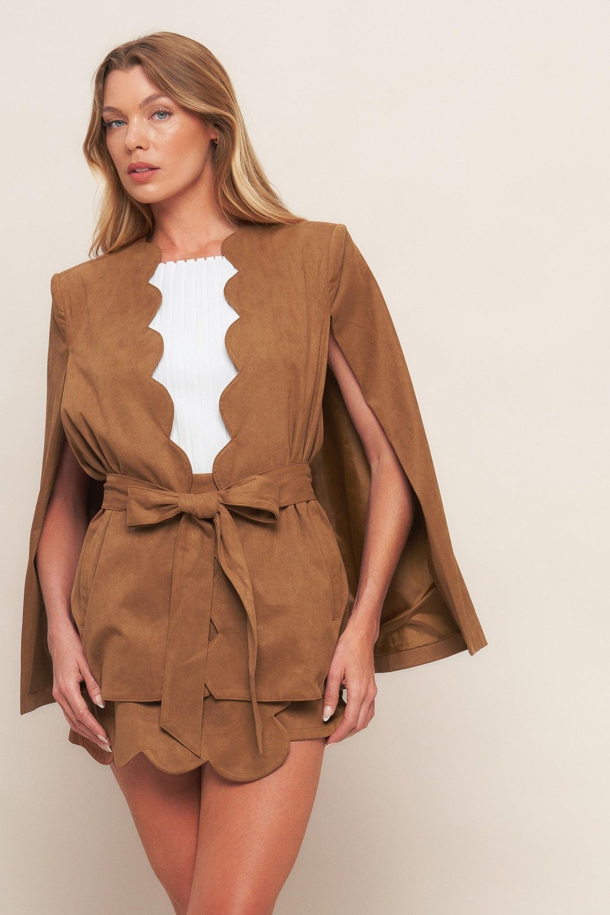 DESERT FLOWER FAUX SUEDE TOP