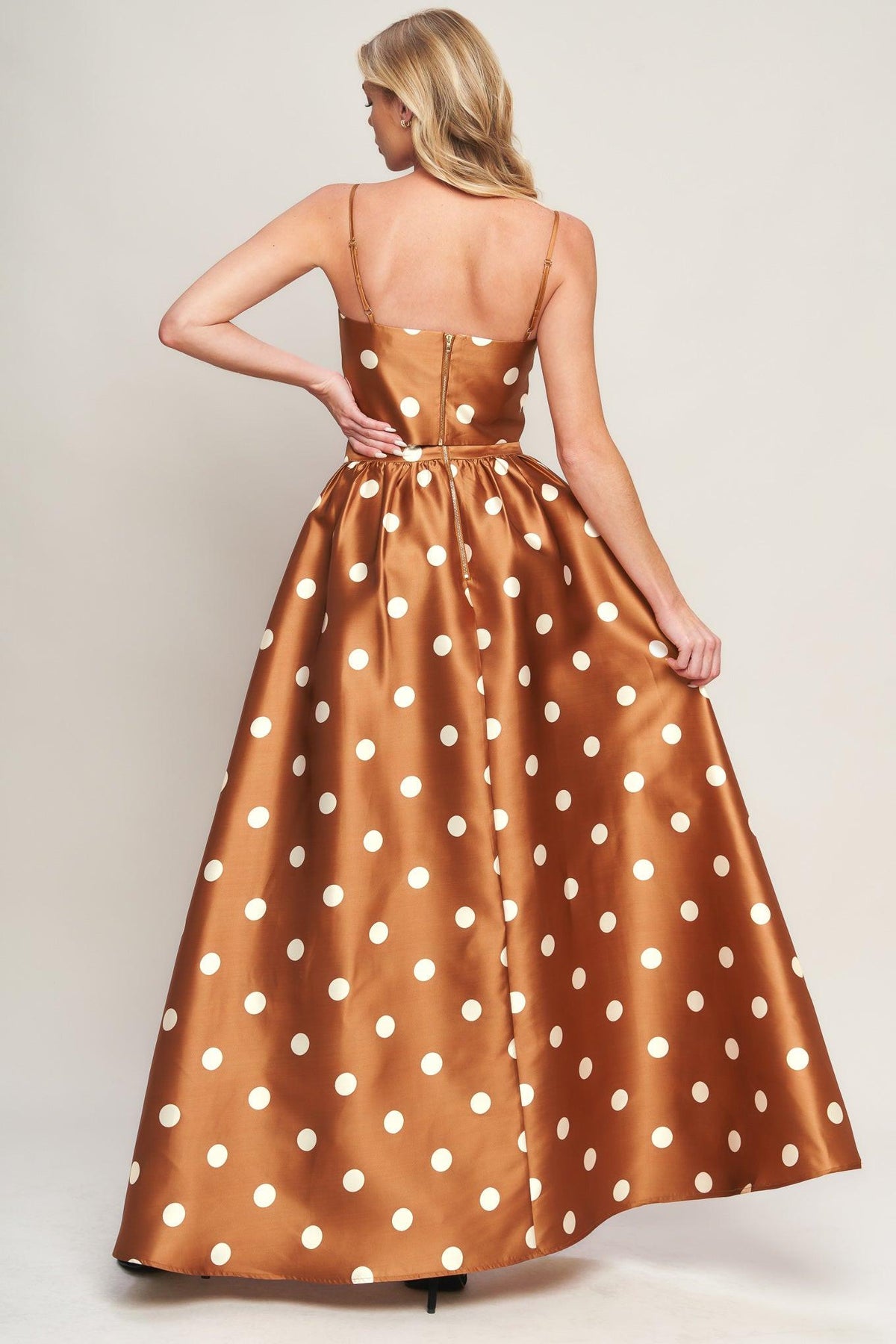 CHIC POLKA FLOW WOVEN FULL MAXI SKIRT