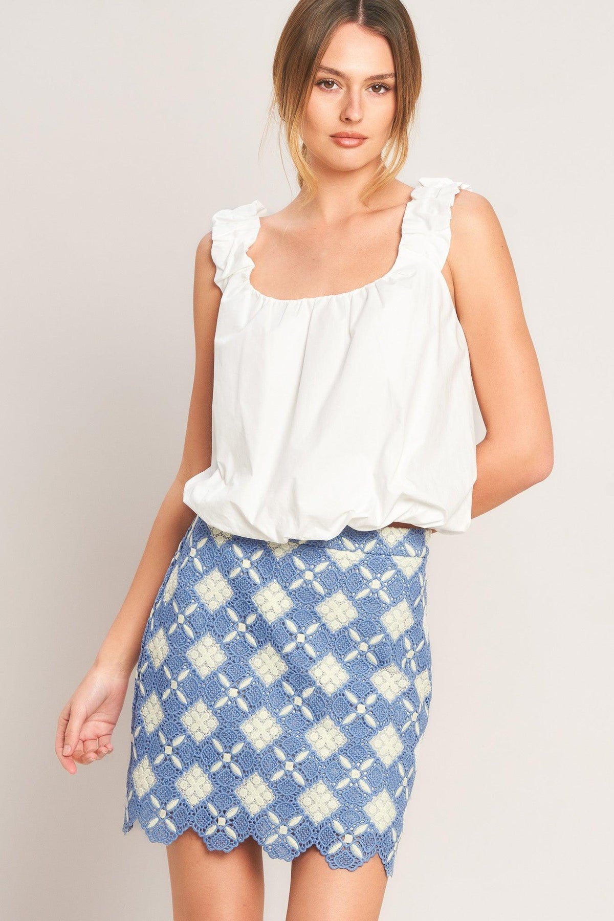 COASTAL WOVEN LACE MINI SKIRT