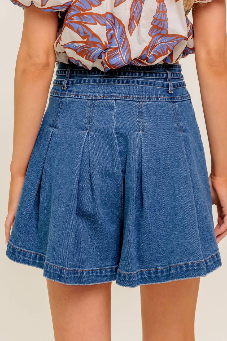 DREAMMIST MEDIUM INDIGO DENIM SKORT