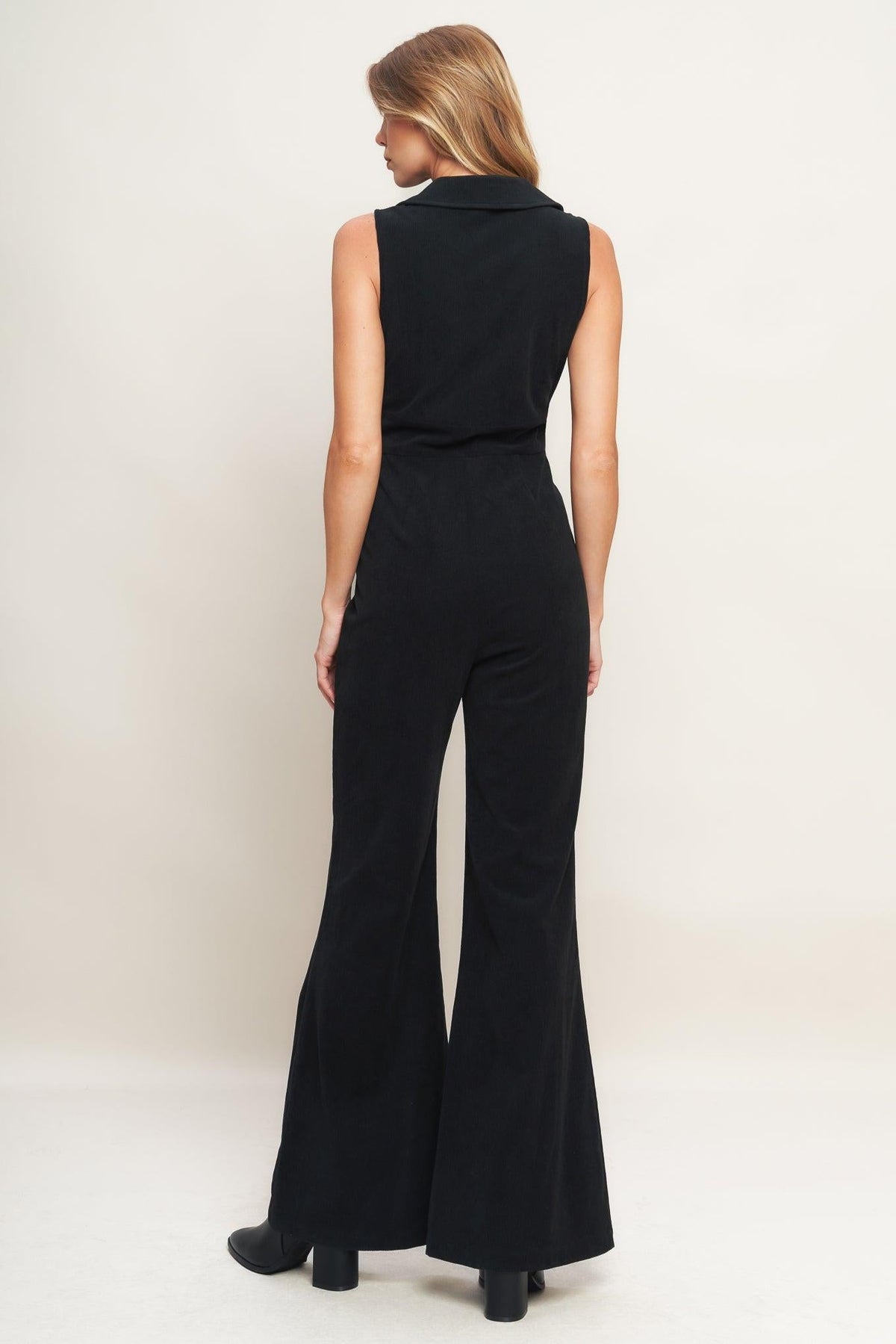 STREET ICON BLACK CORDUROY JUMPSUIT