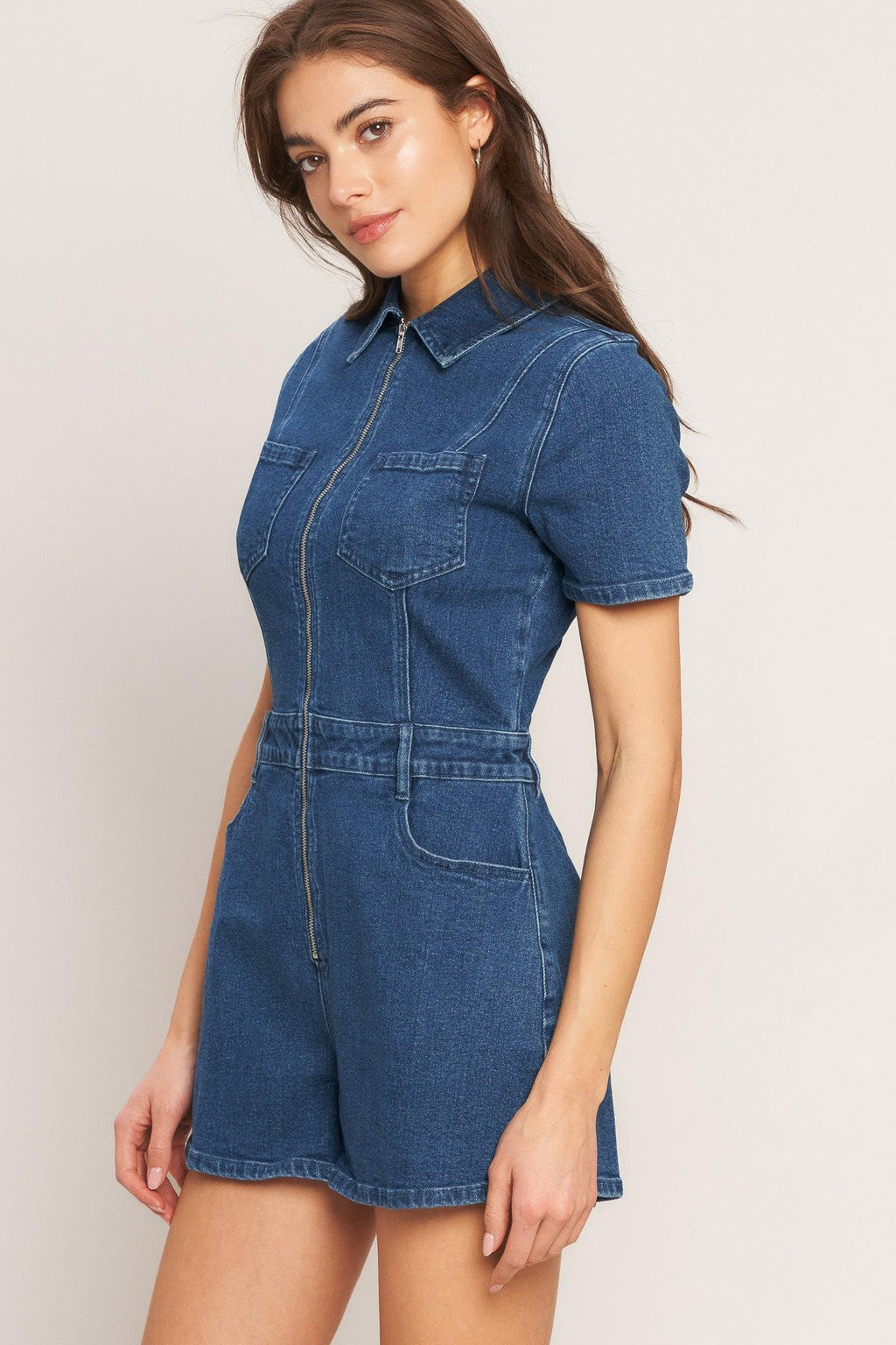 CASUAL STRUCTURE DENIM ROMPER