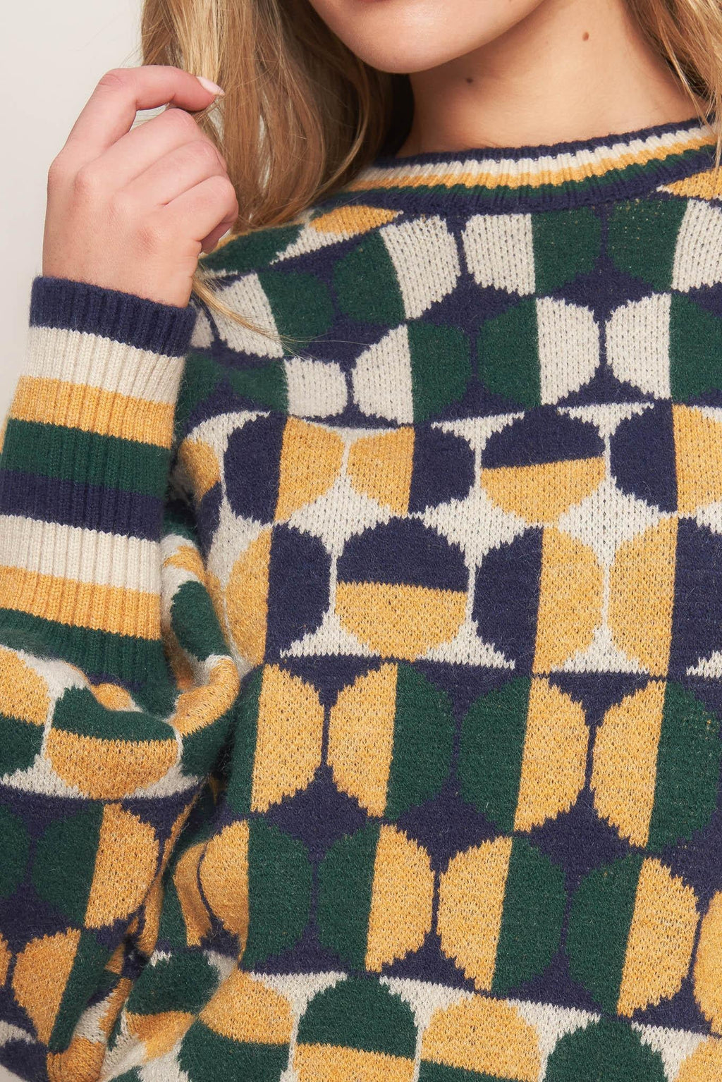 CHEER YOU ON JACQUARD SWEATER TOP