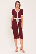 SWEETEST SEASON BUTTON DOWN SWEATER MIDI DRESS