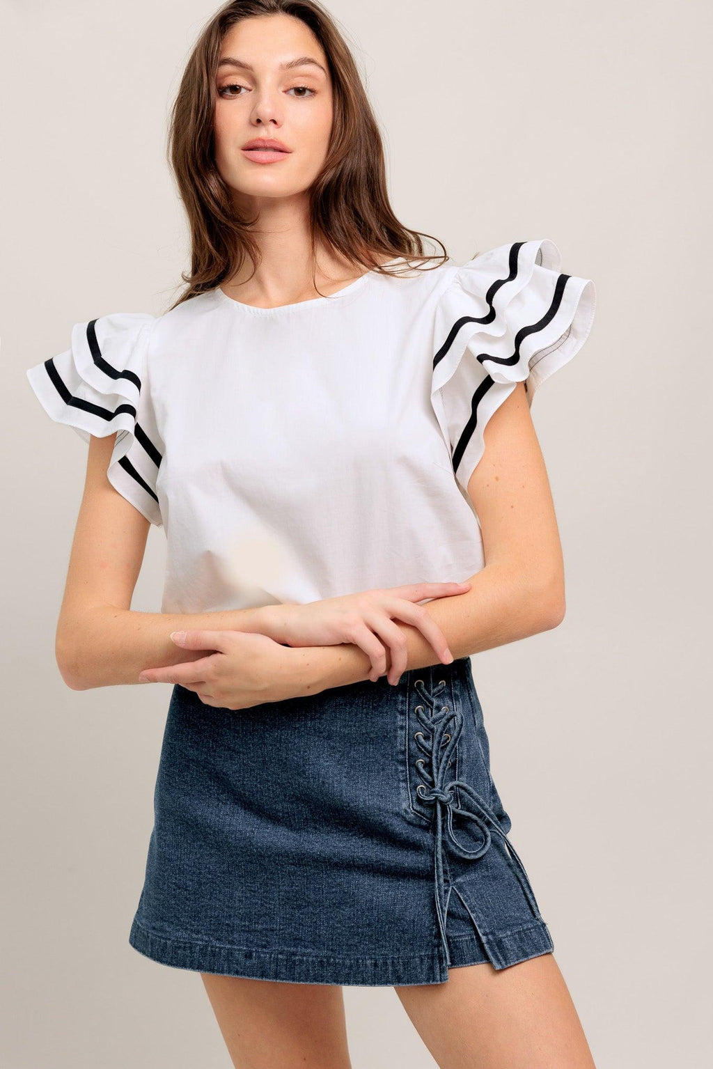 NICE AS CAN BE WOVEN TOP
