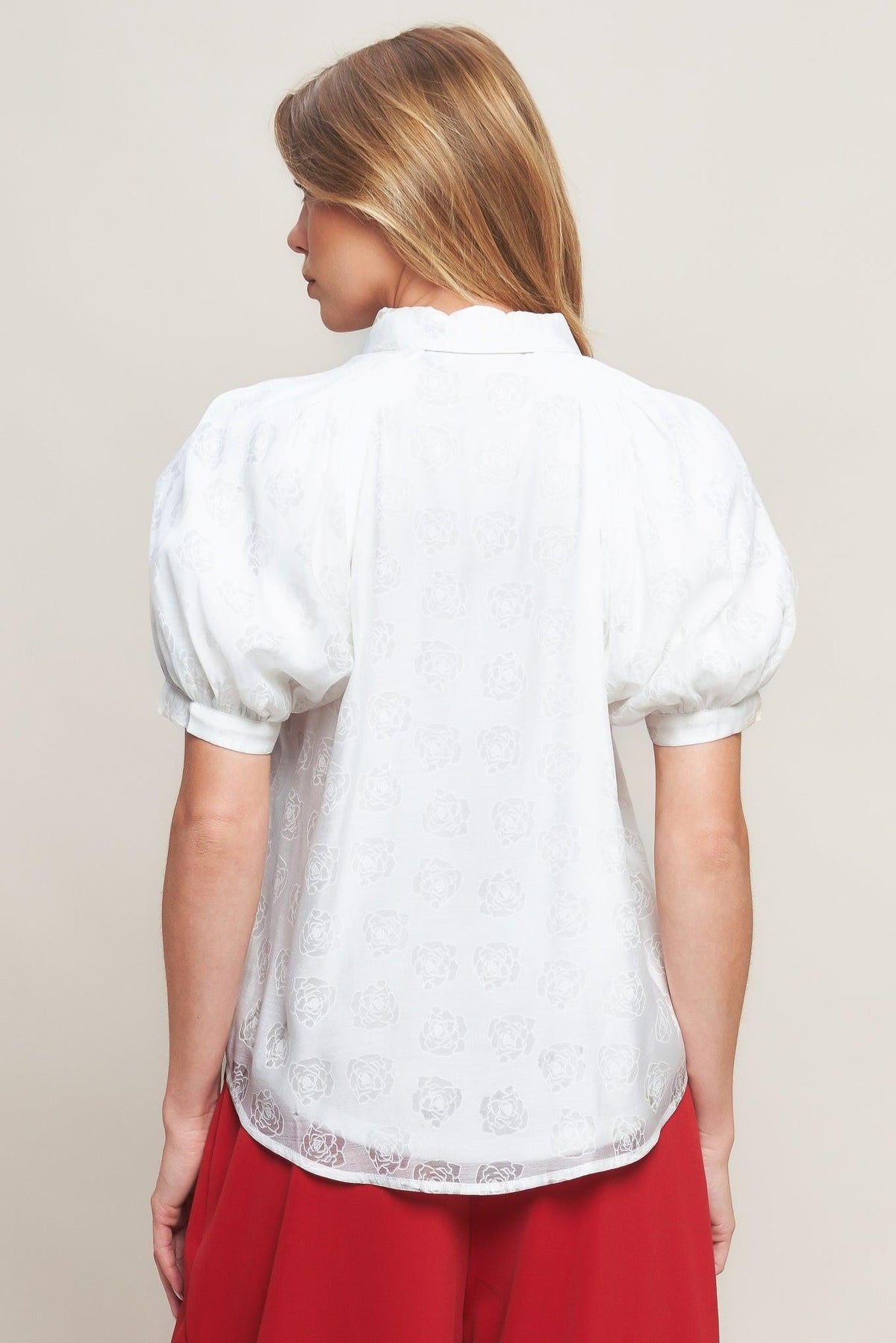 VINEYARD STROLL IVORY WOVEN TOP