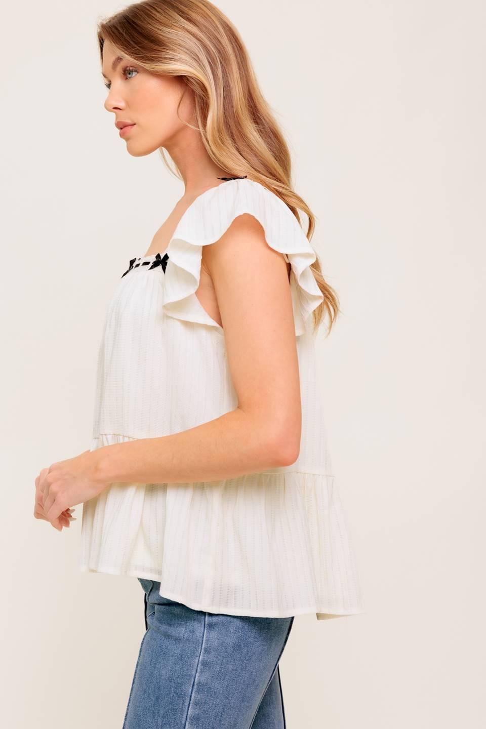 CELESTIAL CRUSH CREAM WOVEN TOP