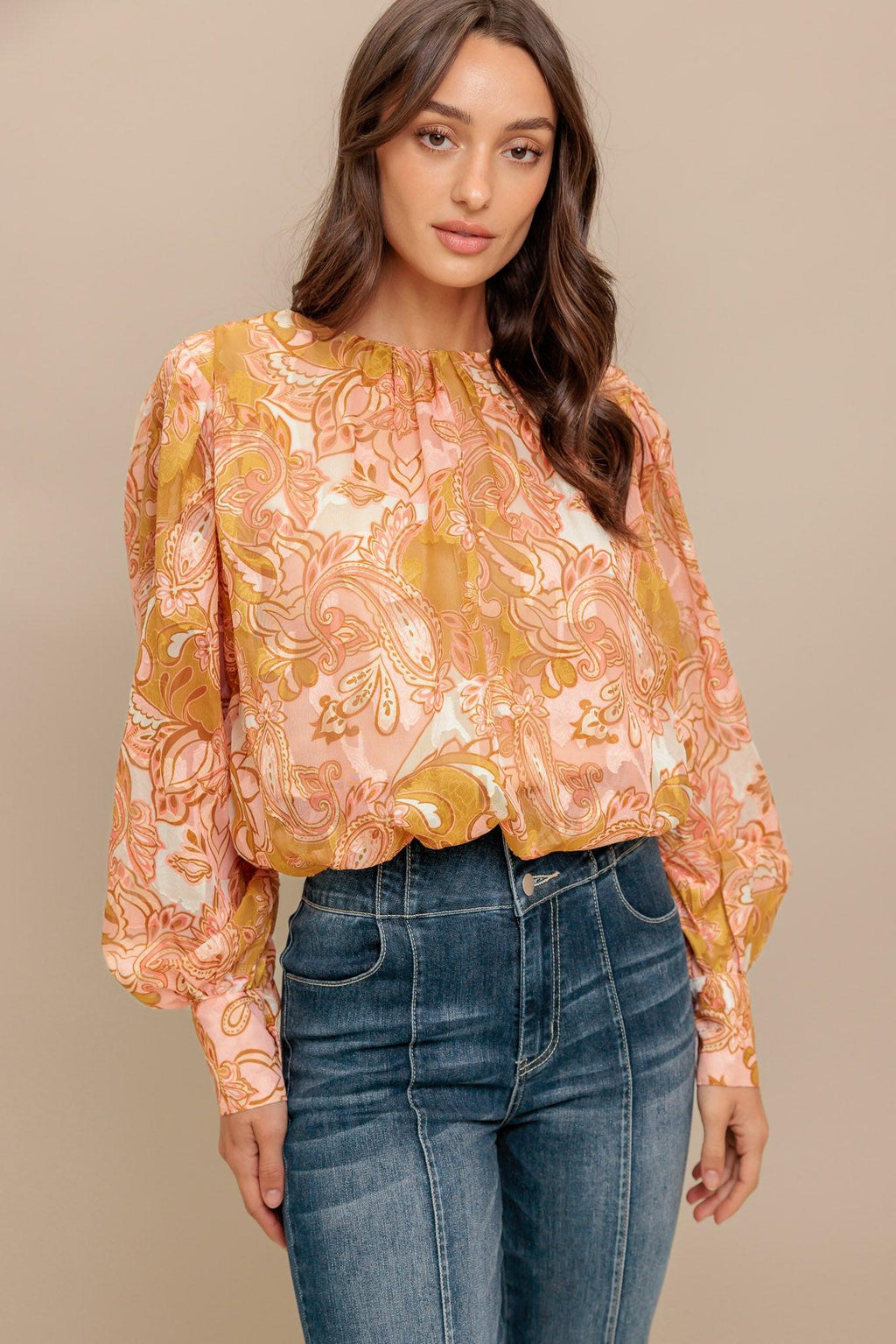 PAISLEY BREEZE  WOVEN JACQUARD TOP