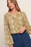 RETRO CHIC TAUPE WOVEN TOP