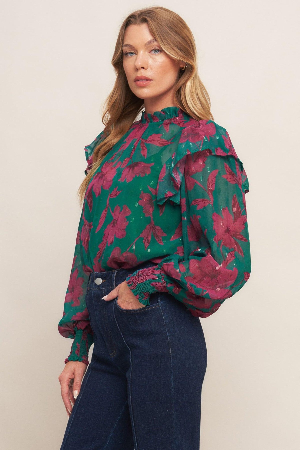 POETIC GARDEN WOVEN TOP