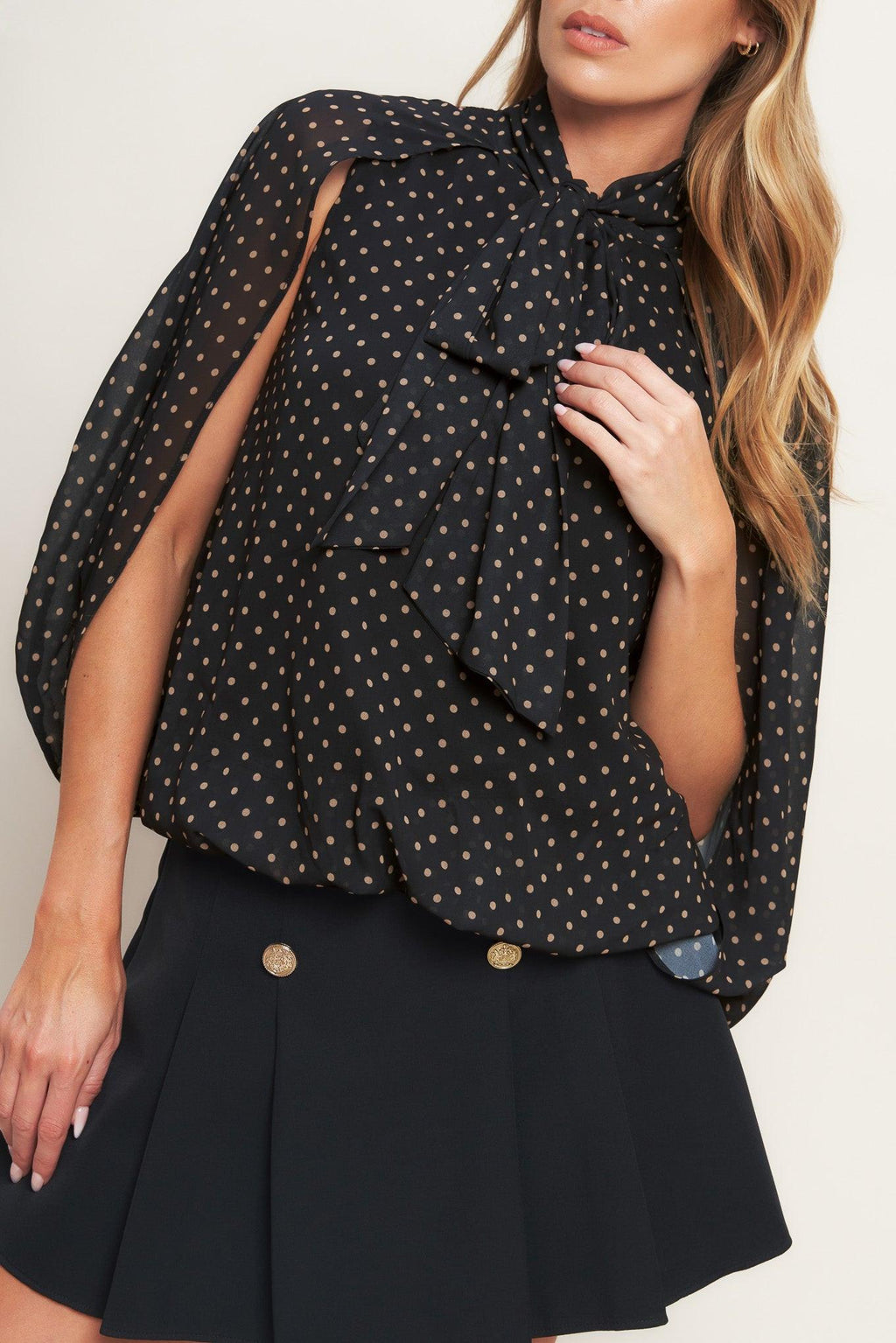 MIDNIGHT DOT CHIC WOVEN TOP