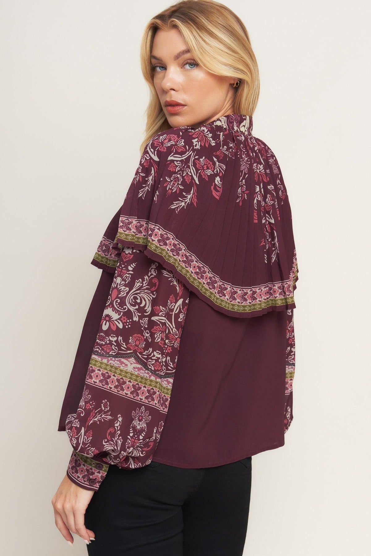 AZTEC CHERRY WOVEN TOP