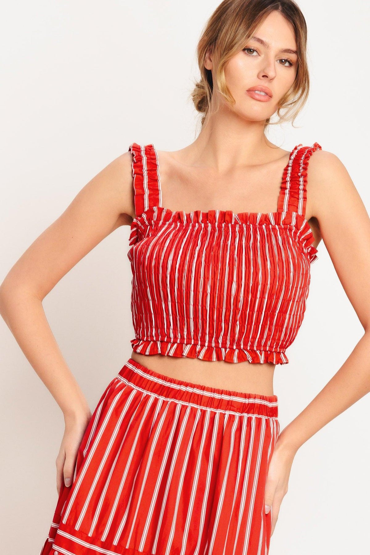 SUNSET STRIPE WOVEN TOP
