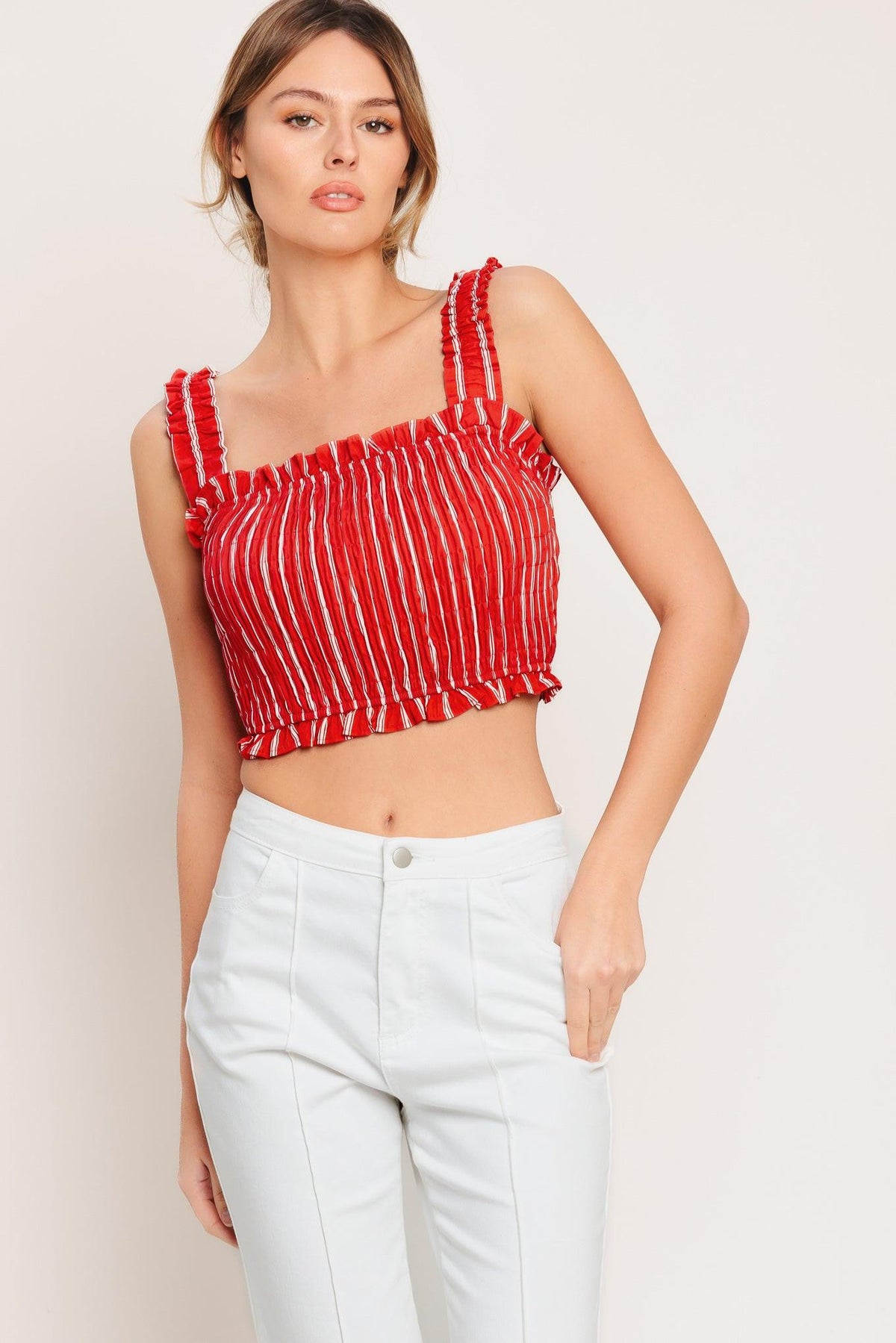 SUNSET STRIPE WOVEN TOP