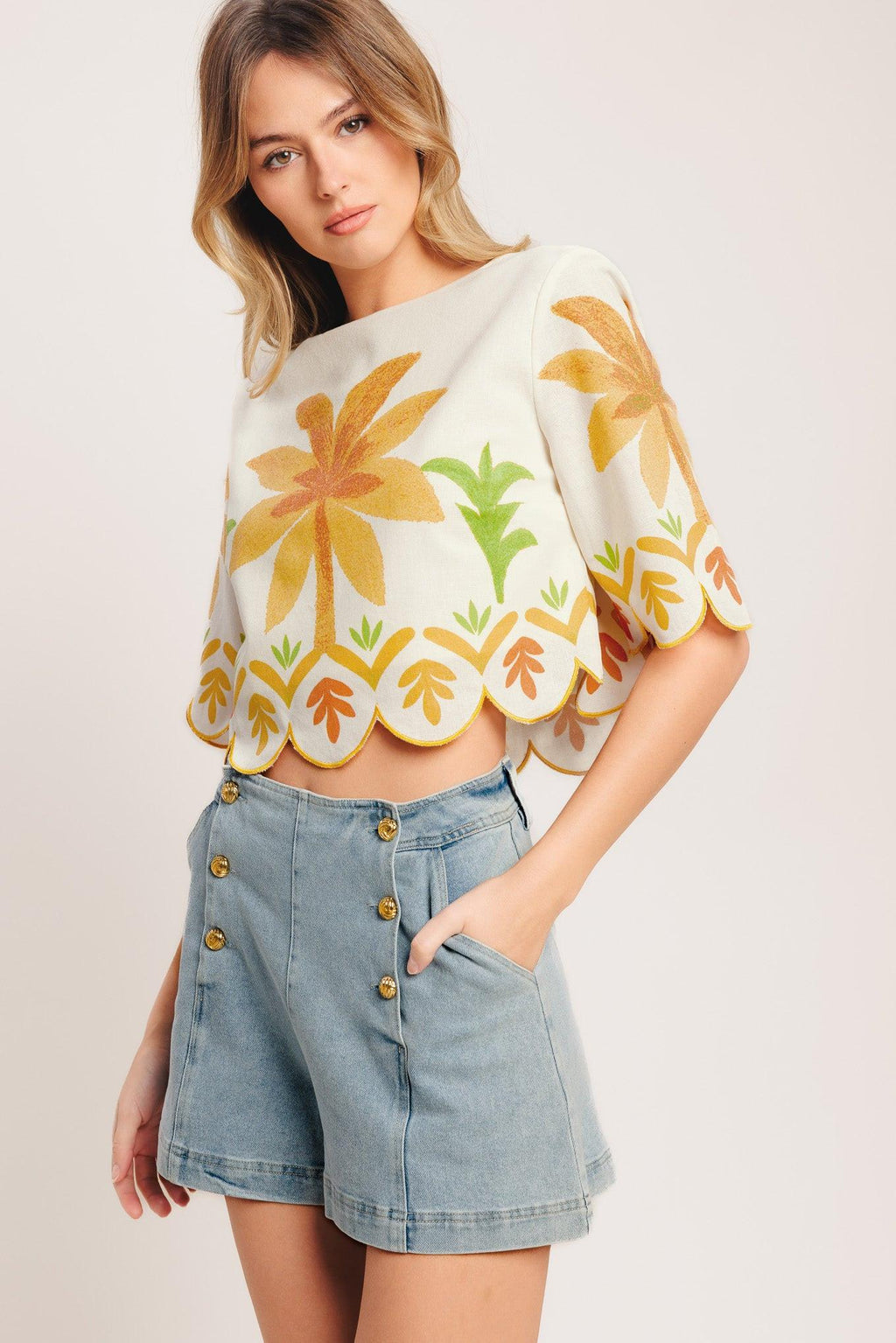 VINTAGE ISLAND WOVEN CROP TOP