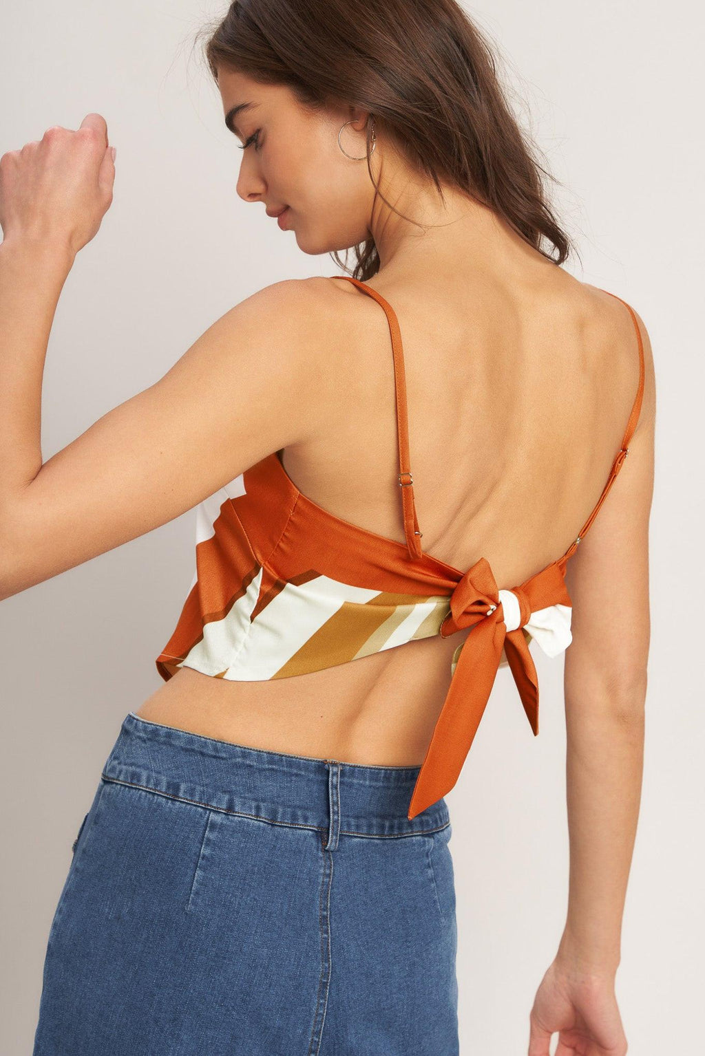 GOLDEN HORIZON WOVEN SCARF TOP