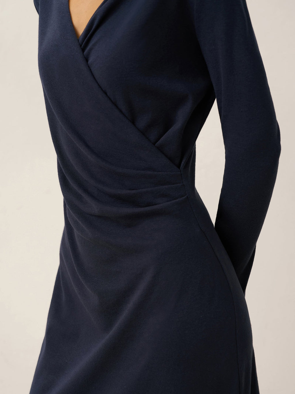 Crossover V-Neck Wrap Stretch Midi Dress MARNIE