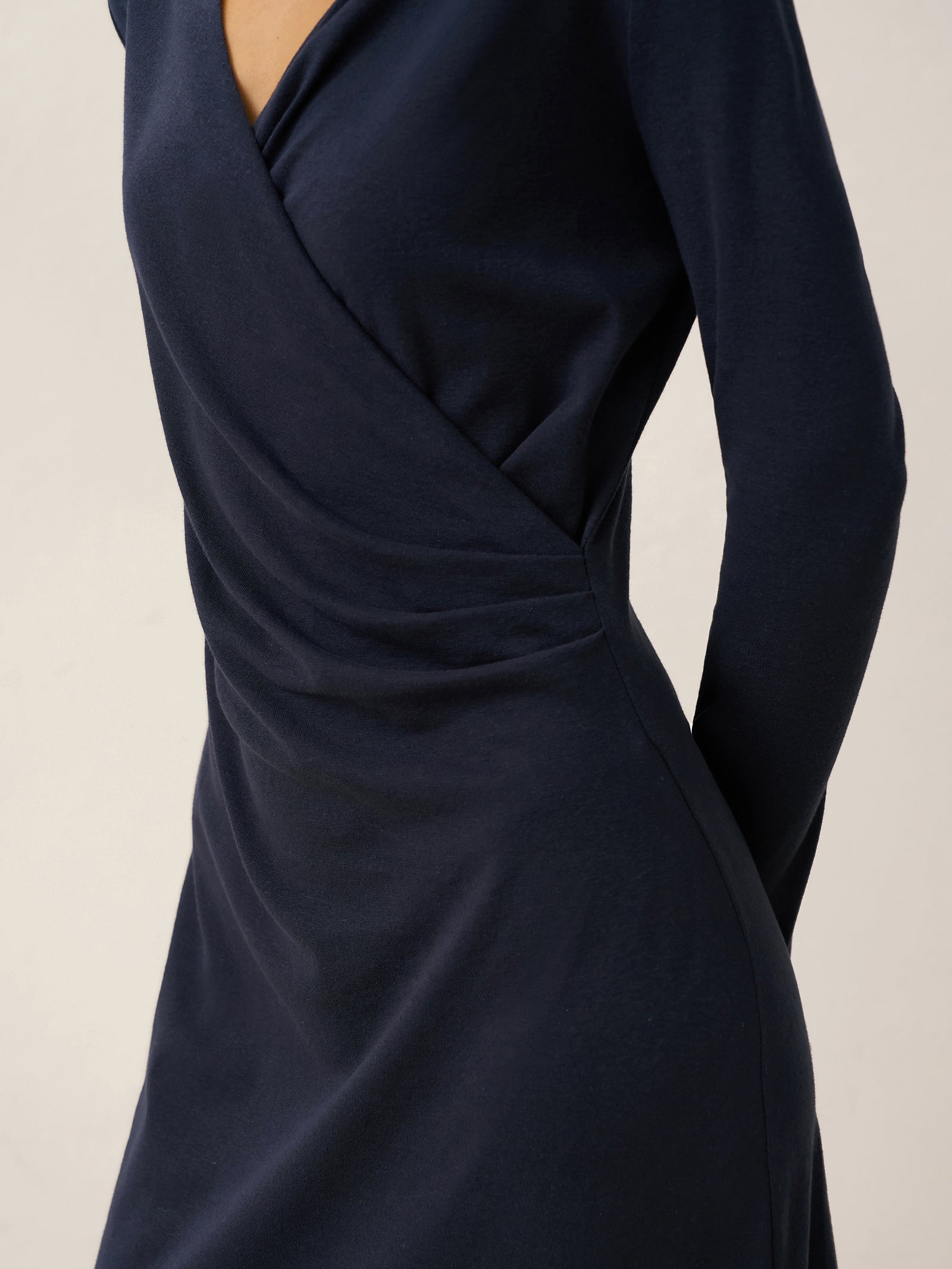 Crossover V-Neck Wrap Stretch Midi Dress MARNIE