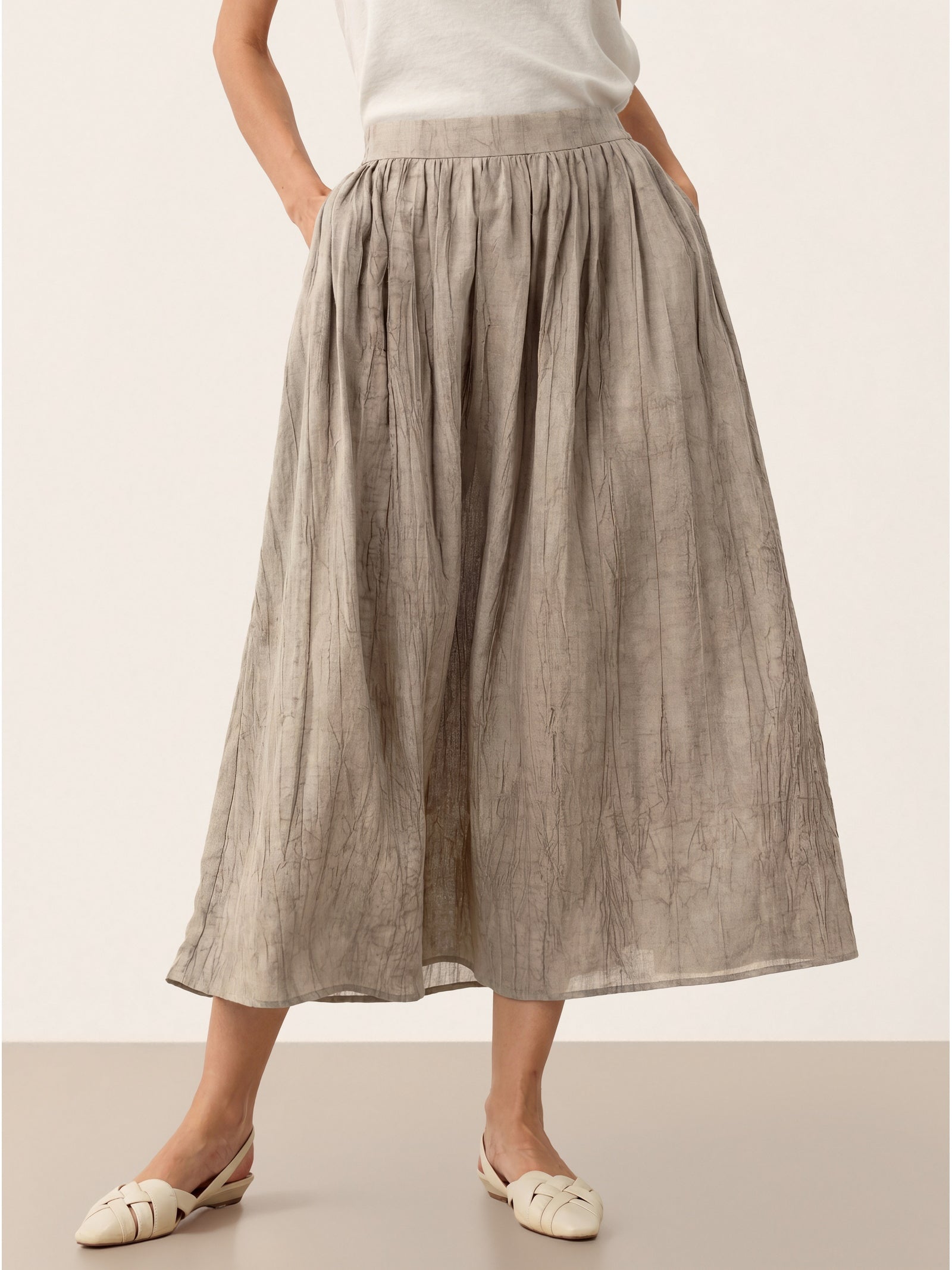 Lyocell Textured Pleated Waist Skirt ROSAMUND