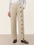 Lyocell Wool Side Button Wide Leg Knit Pants MAREN